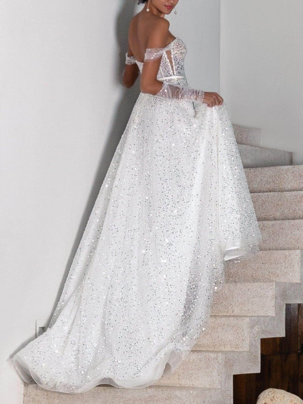 Cocomelody ZOEY CW2381 Sequined A-Line Wedding Dress – Size 16 – Ivory – Sample